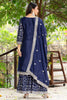 Wonderful Navy Blue Sequins Chinon Function Wear Sharara Suit