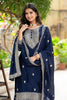 Wonderful Navy Blue Sequins Chinon Function Wear Sharara Suit