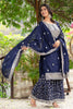 Wonderful Navy Blue Sequins Chinon Function Wear Sharara Suit