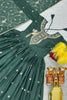 Delightful Green Sequins Georgette Event Wear Gown With Dupatta