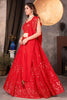 Stunning Red Sequins Georgette Wedding Wear Lehenga Choli With Dupatta