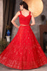 Stunning Red Sequins Georgette Wedding Wear Lehenga Choli With Dupatta