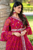 Delightful Pink Bandhani Print Georgette Wedding Lehenga With Long Top