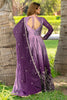 Impressive Purple Sequins Work Chinon Designer Gown With Net Dupatta