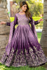 Impressive Purple Sequins Work Chinon Designer Gown With Net Dupatta