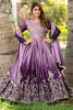 Impressive Purple Sequins Work Chinon Designer Gown With Net Dupatta