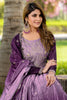 Impressive Purple Sequins Work Chinon Designer Gown With Net Dupatta