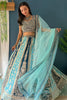Awesome Sky-Blue Embroidered Georgette Event Wear Lehenga Choli