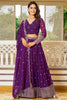 Charming Purple Sequins Work Georgette Reception Wear Lehenga Choli