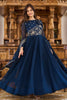 Beautiful Navy Blue Embroidered Georgette Wedding Wear Gown