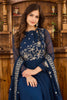 Beautiful Navy Blue Embroidered Georgette Wedding Wear Gown