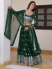 Wonderful Olive Green Embroidered Georgette Mehendi Wear Lehenga Choli