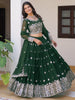 Wonderful Olive Green Embroidered Georgette Mehendi Wear Lehenga Choli