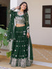 Wonderful Olive Green Embroidered Georgette Mehendi Wear Lehenga Choli