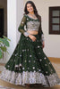 Wonderful Olive Green Embroidered Georgette Mehendi Wear Lehenga Choli