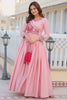 Beautiful Pink Bandhej Print Chinon Event Wear Gown