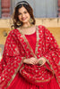 Attractive Red Sequins Silk Festival Wear Gown With Dupatta