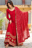 Attractive Red Sequins Silk Festival Wear Gown With Dupatta