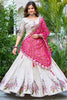 Endearing Off-White Thread Work Tissue Silk Lehenga Choli With Dupatta