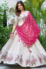 Endearing Off-White Thread Work Tissue Silk Lehenga Choli With Dupatta