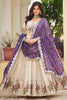 Stunning Ivory Thread Work Tissue Silk Wedding Lehenga Choli