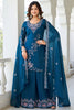 Mesmerizing Blue Sequins Georgette Festival Wear Palazzo Suit