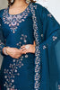 Mesmerizing Blue Sequins Georgette Festival Wear Palazzo Suit