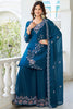Mesmerizing Blue Sequins Georgette Festival Wear Palazzo Suit