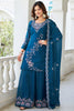 Mesmerizing Blue Sequins Georgette Festival Wear Palazzo Suit