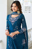 Mesmerizing Blue Sequins Georgette Festival Wear Palazzo Suit