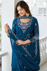 Mesmerizing Blue Sequins Georgette Festival Wear Palazzo Suit