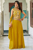 Lovely Yellow Embroidered Georgette Haldi Wear Crop Top Palazzo 