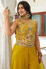 Lovely Yellow Embroidered Georgette Haldi Wear Crop Top Palazzo 