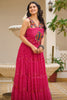 Delightful Pink Bandhani Printed Georgette Festival Wear Gown
