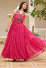 Delightful Pink Bandhani Printed Georgette Festival Wear Gown