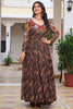 Superb Brown Bandhani Printed Georgette Navratri Special Gown
