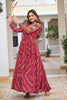 Awesome Red Bandhani Printed Georgette Navratri Wear Gown