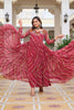 Awesome Red Bandhani Printed Georgette Navratri Wear Gown