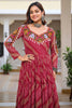 Awesome Red Bandhani Printed Georgette Navratri Wear Gown