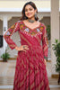 Awesome Red Bandhani Printed Georgette Navratri Wear Gown