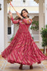 Awesome Red Bandhani Printed Georgette Navratri Wear Gown