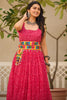 Fantastic Pink Bandhani Printed Georgette Navratri Special Gown