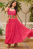 Fantastic Pink Bandhani Printed Georgette Navratri Special Gown