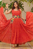 Fabulous Red Bandhani Printed Georgette Navratri Wear Gown