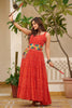 Fabulous Red Bandhani Printed Georgette Navratri Wear Gown