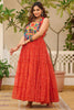 Fabulous Red Bandhani Printed Georgette Navratri Wear Gown
