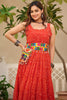Fabulous Red Bandhani Printed Georgette Navratri Wear Gown