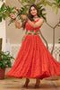 Fabulous Red Bandhani Printed Georgette Navratri Wear Gown