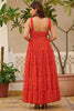 Fabulous Red Bandhani Printed Georgette Navratri Wear Gown