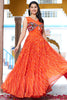 Enchanting Orange Leheriya Printed Georgette Festival Wear Gown
